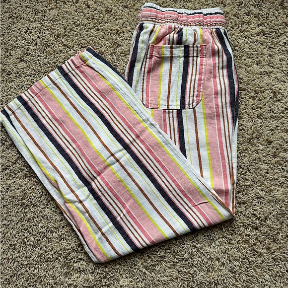 Old Navy Stripped Wide Leg Drawstring Linen Pant. Size L. Multi Color - Picture 1 of 9